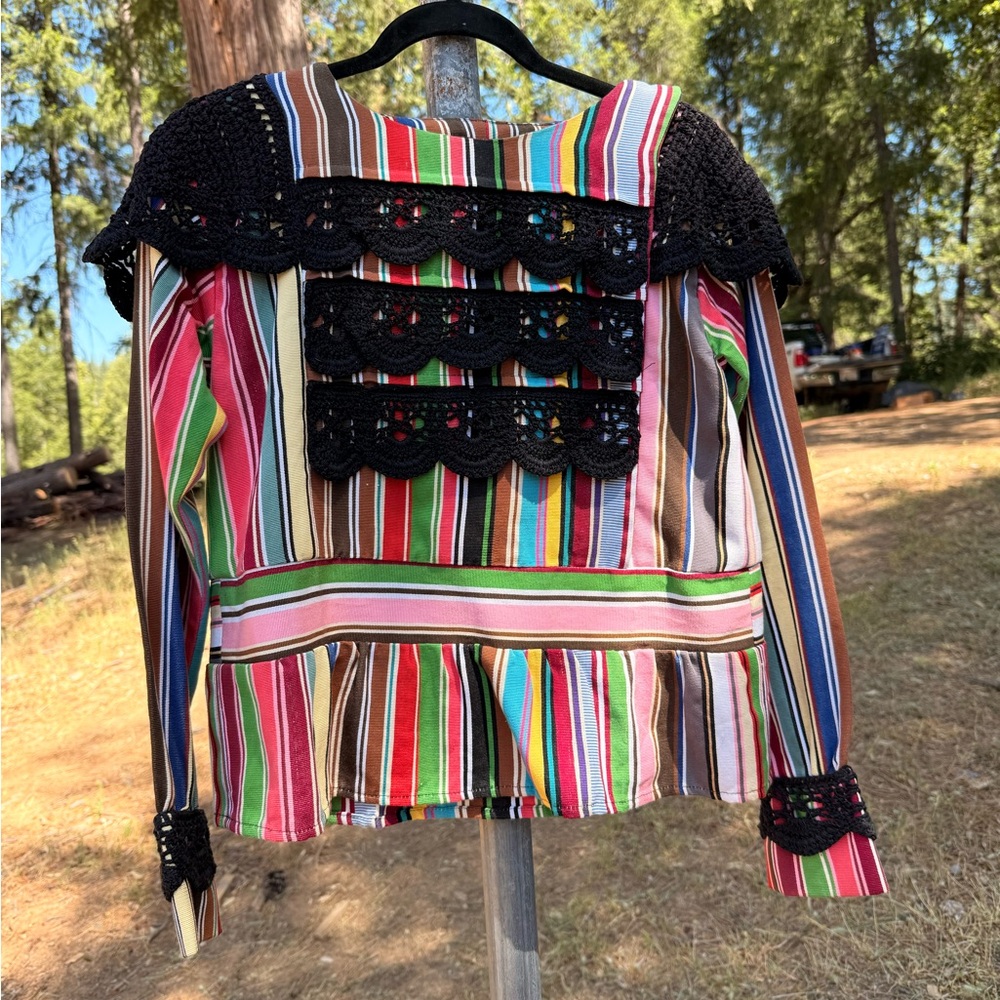 MOZH MOZH Colorful Striped Peruvian Crocheted Top